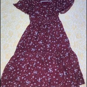 Floral Maroon Kids Dress